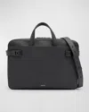 Ferragamo Gancini Leather Briefcase In Nero