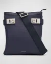 Ferragamo Twins Gancini Buckle Messenger Bag In Midnight