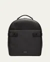 Ferragamo Double Zip Leather Backpack In Nero