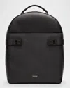 Ferragamo Double Zip Leather Backpack In Nero