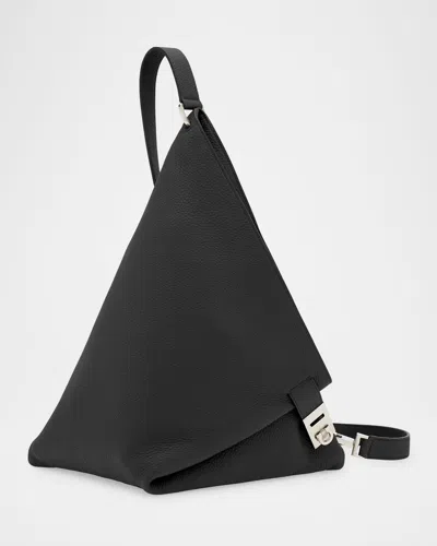 Ferragamo Men's Twins Leather Triangle Shoulder Bag In Nero