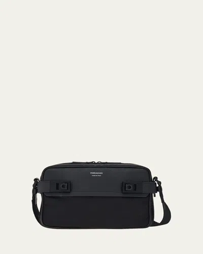 FERRAGAMO MEN'S TWINS NYLON AND LEATHER SHOULDER BAG