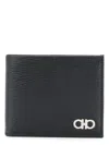 Ferragamo Revival Double Gancio Bicolor Wallet In Black