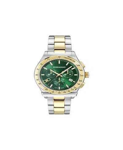Ferragamo Men's Two-tone Stainless Steel Bracelet Watch, 42mm In Metallic