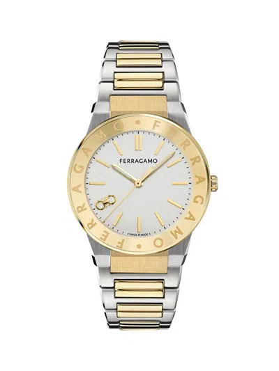 Ferragamo Men's Two-tone Stainless Steel Logo Bracelet Watch/41mm In Metallic