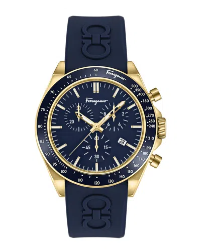 Ferragamo Urban Chrono Silicone Watch In Blue