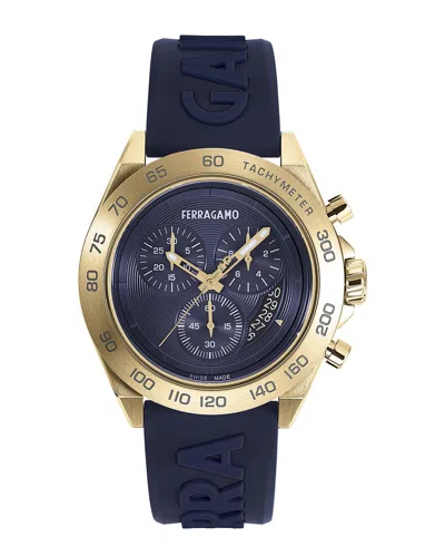 Ferragamo Urban Chrono Silicone Watch In Blue
