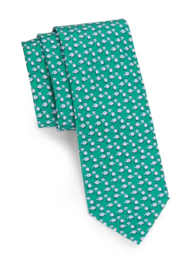 Ferragamo Men's Vanda Silk Fish Ball Tie In Green