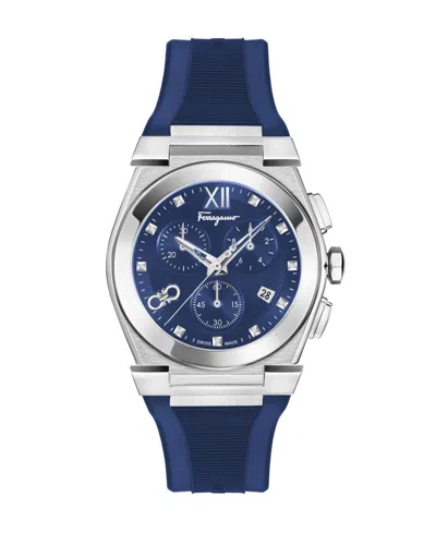 Ferragamo Men's Vega Chrono Blue Silicone Strap Watch 40mm