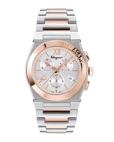 Ferragamo Men's Vega Chrono Two-tone Stainless Steel Watch, 42mm In Ip Rose Gold/stainless Steel