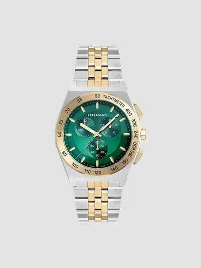 Ferragamo Vega Chrono 42mm Watch In Metallic
