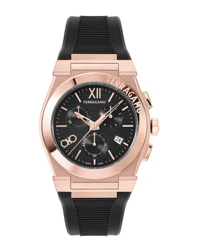 Ferragamo Vega Chronograph Silicone Strap Watch, 42mm In Black