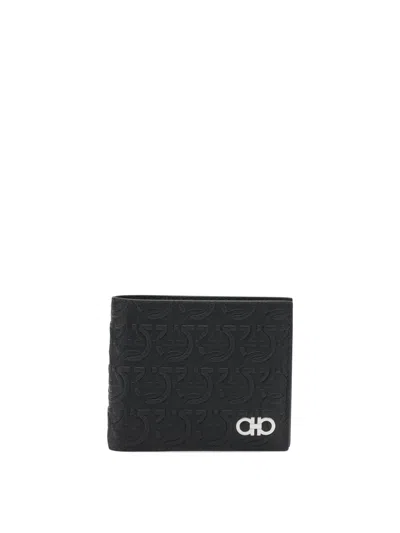 Ferragamo Wallet And Cardholder Bifold Embossed Pattern In Black