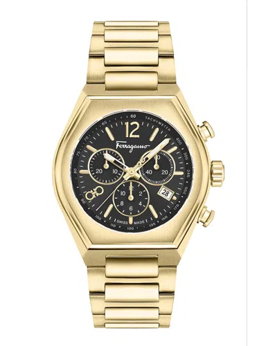 Ferragamo Men's Tonneu Ip Yellow Gold Chronograph Bracelet Watch, 42mm