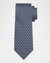 Ferragamo Silk Classic Gancini Link Tie In Navy