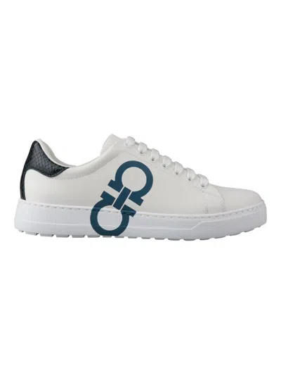 Ferragamo Gancini-print Low-top Sneakers In White
