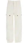 Ferragamo Coated Linen Cargo Pants With Elastic Waistband In White