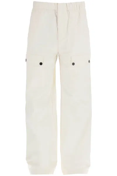 Ferragamo Drawstring Linen Trouser With Applied Pockets In White