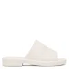 Ferragamo Men's White Logo-embossed Slip-on Sandals In White