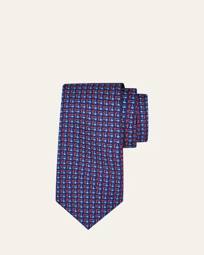 Ferragamo Men's Zigzag Lollipop Tie In Blue