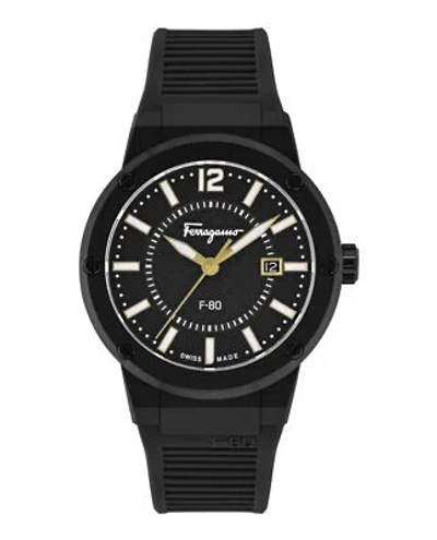 Pre-owned Ferragamo Mens F-80 Black 44mm Strap Fashion Watch
