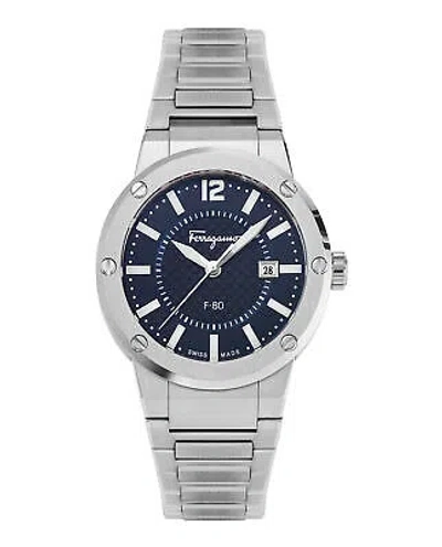 Pre-owned Ferragamo Mens F-80 Stainless Steel 44mm Bracelet Fashion Watch