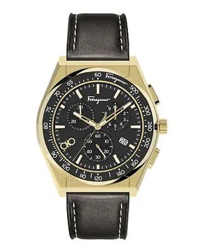Pre-owned Ferragamo Mens  Chrono Sport Gold 43mm Strap Fashion Watch