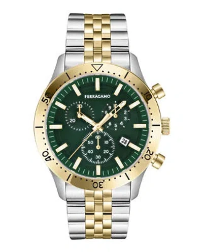 Pre-owned Ferragamo Mens  Master Chrono Two Tone 43mm Bracelet Fashion Watch