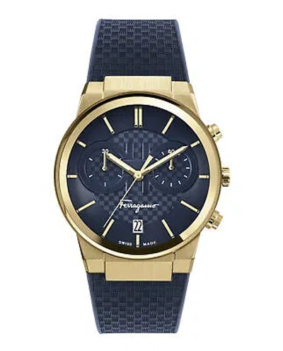 Pre-owned Ferragamo Mens  Sapphire Gold 41mm Strap Fashion Watch