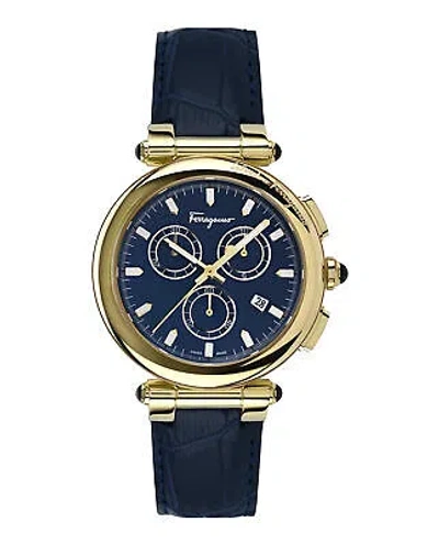 Pre-owned Ferragamo Mens Idillio Gold 42mm Strap Fashion Watch