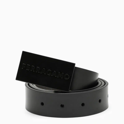 Ferragamo Mens Leather Reversible Two-tone Belt In Black