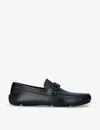 Ferragamo Mens Black Parigi Buckled Leather Driver Shoes In Black