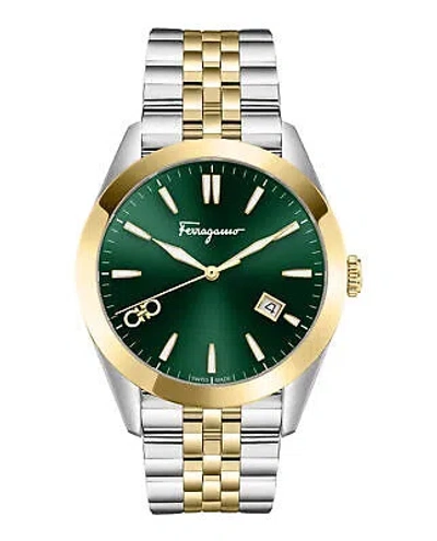 Pre-owned Ferragamo Mens Two Tone 42mm Bracelet Fashion Watch