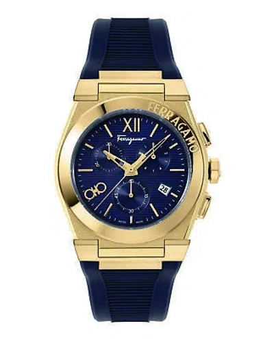 Pre-owned Ferragamo Mens Vega Gold 42mm Strap Fashion Watch