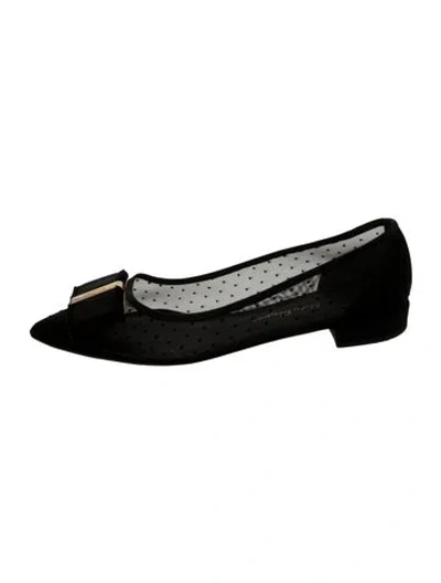 Pre-owned Ferragamo Mesh Accents Flats In Black