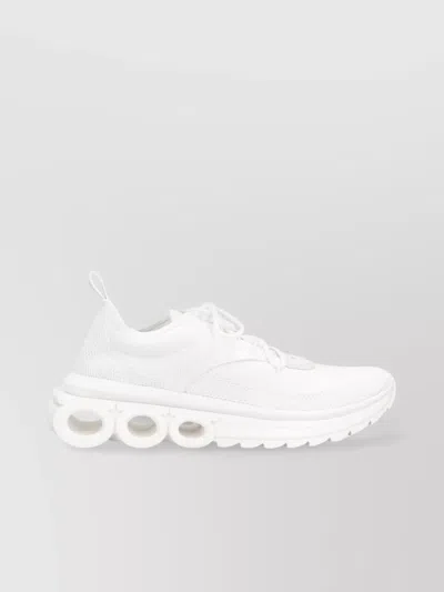 FERRAGAMO MESH AND NUBUCK LOW-TOP SNEAKERS