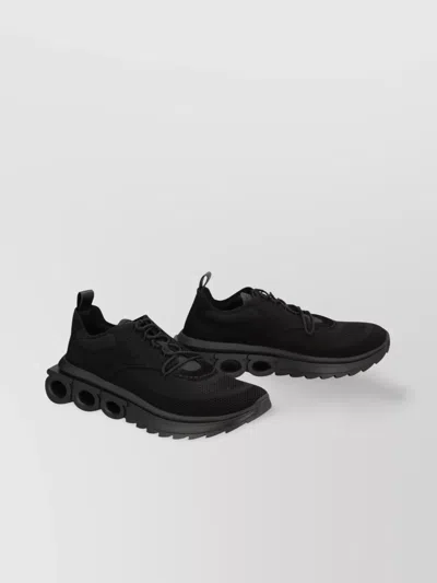 FERRAGAMO MESH AND SUEDE LOW-TOP SNEAKERS