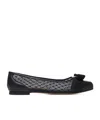 Ferragamo Varina Mesh Ballet Flats In Black