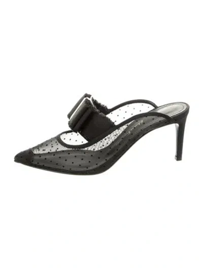 Pre-owned Ferragamo Mesh Patterned Mules In Black
