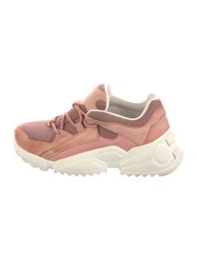 Pre-owned Ferragamo Mesh Printed Athletic Sneakers In Pink
