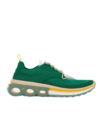 Ferragamo Colour-block Chunky Sneakers In Green