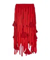 Ferragamo Mesh Skirt With Flower Detail In Red