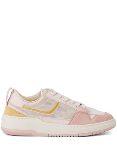 FERRAGAMO MESH SUEDE LACE-UP SNEAKERS