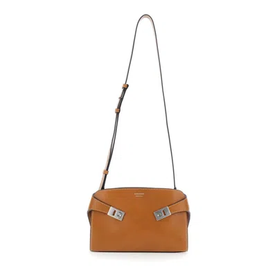 Ferragamo Messenger Hug Brown Shoulder Bag With Logo Lettering And Gancini Buckles In Leather Man