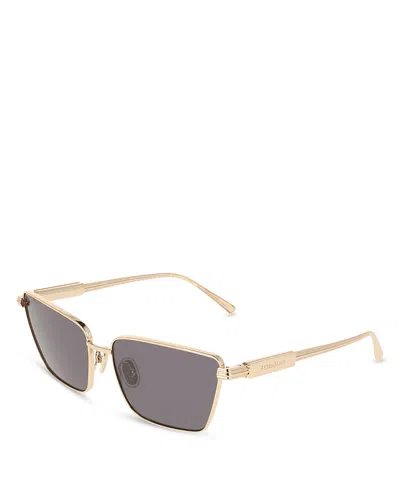 Ferragamo Metal Angled Rectangular Sunglasses, 59mm In Gray