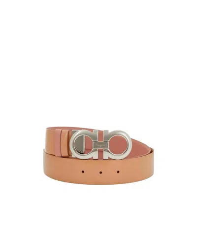 Ferragamo Metal Buckle Belt In Nude