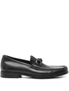 Ferragamo Alain Gancini Calf Leather Loafers In Black