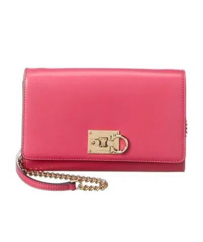 Ferragamo Metal Buckle Shoulder Bag In Red