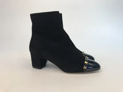 Ferragamo Metal Chain Boots In Black