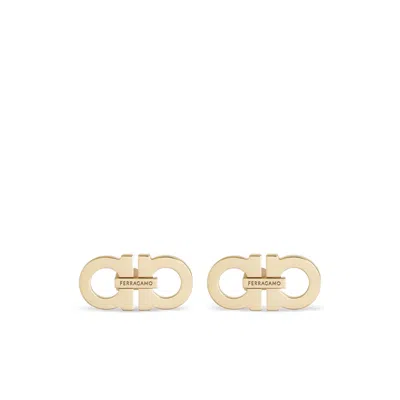 Ferragamo Double Gancini Stud Earrings In Gold